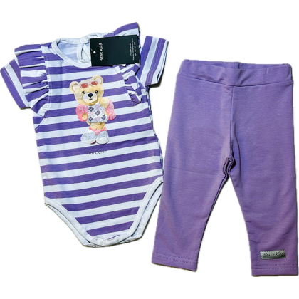 Komplet  bawełniany dla dziewczynki BODY + LEGGINSY - Star Kids